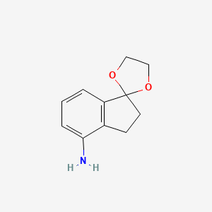 molecular formula C11H13NO2 B8450756 2',3'-Dihydrospiro[1,3-dioxolane-2,1'-inden]-4'-amine 