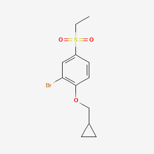 molecular formula C12H15BrO3S B8450863 2-Bromo-1-(cyclopropylmethoxy)-4-(ethylsulfonyl)benzene 