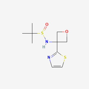 molecular formula C10H16N2O2S2 B8450930 2-Methyl-propane-2-sulfinic acid (3-thiazol-2-yl-oxetan-3-yl)-amide 