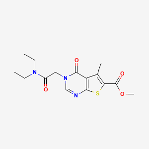 molecular formula C15H19N3O4S B8451321 Methyl 3-(2-(diethylamino)-2-oxoethyl)-5-methyl-4-oxo-3,4-dihydrothieno[2,3-d]pyrimidine-6-carboxylate 