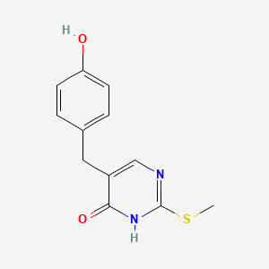 molecular formula C12H12N2O2S B8451326 5-(4-Hydroxybenzyl)-2-methylthio-4-pyrimidone 