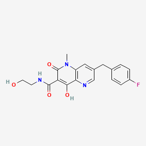 molecular formula C19H18FN3O4 B8451372 1,5-Naphthyridine-3-carboxamide, 7-((4-fluorophenyl)methyl)-1,2-dihydro-4-hydroxy-N-(2-hydroxyethyl)-1-methyl-2-oxo- CAS No. 863434-13-3