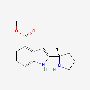 molecular formula C15H18N2O2 B8451463 (R)-methyl 2-(2-methylpyrrolidin-2-yl)-1H-indole-4-carboxylate 