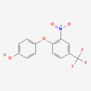 molecular formula C13H8F3NO4 B8451568 4-[2-Nitro-4-(trifluoromethyl)phenoxy]phenol CAS No. 71078-46-1