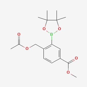 molecular formula C17H23BO6 B8451636 Methyl 4-(acetoxymethyl)-3-(4,4,5,5-tetramethyl-1,3,2-dioxaborolan-2-yl)benzoate 
