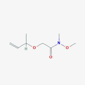 molecular formula C8H15NO3 B8451663 (+/-)-2-(but-3-en-2-yloxy)-N-methoxy-N-methylacetamide 