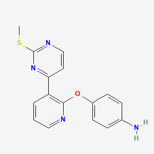molecular formula C16H14N4OS B8451735 4-(3-(2-(Methylthio)pyrimidin-4-yl)pyridin-2-yloxy)benzenamine 