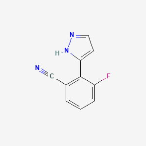 molecular formula C10H6FN3 B8451753 3-fluoro-2-(1H-pyrazol-5-yl)benzonitrile 