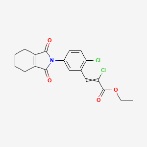 molecular formula C19H17Cl2NO4 B8451789 N-[4-chloro-3-(2-chloro-2-ethoxycarbonylethenyl)phenyl]-3,4,5,6-tetrahydrophthalimide 