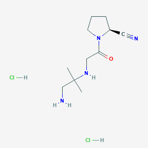 molecular formula C11H22Cl2N4O B8451822 (S)-1-(2-((1-Amino-2-methylpropan-2-yl)amino)acetyl)pyrrolidine-2-carbonitrile dihydrochloride 