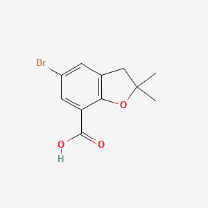 molecular formula C11H11BrO3 B8451829 5-Bromo-2,3-dihydro-2,2-dimethylbenzofuran-7-carboxylic acid 