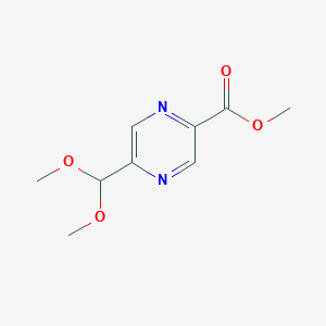 molecular formula C9H12N2O4 B8451965 5-Dimethoxymethyl-pyrazine-2-carboxylic acid methyl ester 