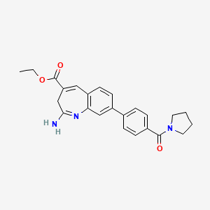 molecular formula C24H25N3O3 B8452120 2-Amino-8-[4-(1-pyrrolidinylcarbonyl)phenyl]-3H-1-benzazepine-4-carboxylic acid ethyl ester 