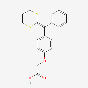 molecular formula C19H18O3S2 B8452148 {4-[(1,3-Dithian-2-ylidene)(phenyl)methyl]phenoxy}acetic acid CAS No. 89863-94-5