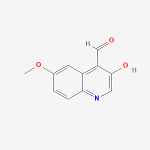molecular formula C11H9NO3 B8452178 3-Hydroxy-6-methoxy-quinoline-4-carbaldehyde 