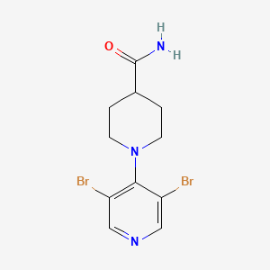 molecular formula C11H13Br2N3O B8452186 1-(3,5-Dibromopyridin-4-yl)piperidine-4-carboxamide 