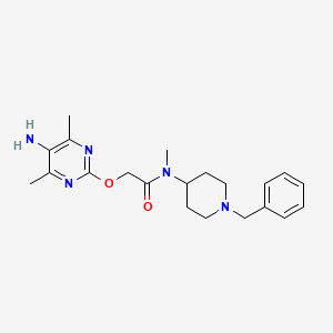 molecular formula C21H29N5O2 B8452222 2-(5-amino-4,6-dimethylpyrimidine-2-yloxy)-N-(1-benzylpiperidine-4-yl)-N-methylacetamide 