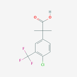 molecular formula C11H10ClF3O2 B8452250 2-[4-Chloro-3-(trifluoromethyl)phenyl]-2-methyl-propanoic acid 
