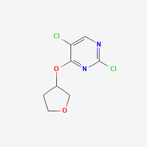 molecular formula C8H8Cl2N2O2 B8452299 2,5-Dichloro-4-((tetrahydrofuran-3-yl)oxy)pyrimidine 