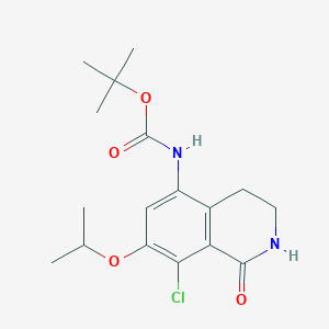 molecular formula C17H23ClN2O4 B8452320 Tert-butyl [8-chloro-1-oxo-7-(propan-2-yloxy)-1,2,3,4-tetrahydroisoquinolin-5-yl]carbamate 