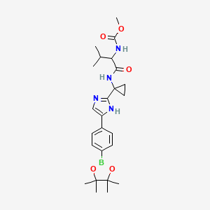 molecular formula C25H35BN4O5 B8452517 [2-Methyl-1-(1-{5-[4-(4,4,5,5-tetramethyl-[1,3,2]dioxaborolan-2-yl)-phenyl]-1H-imidazol-2-yl]-cyclopropylcarbamoyl)-propyl}-carbamic acid methyl ester 