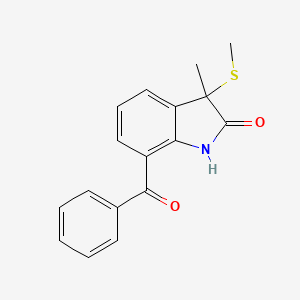 molecular formula C17H15NO2S B8452573 7-Benzoyl-3-methyl-3-(methylsulfanyl)-1,3-dihydro-2H-indol-2-one CAS No. 61085-32-3