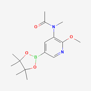 molecular formula C15H23BN2O4 B8452580 N-[2-methoxy-5-(4,4,5,5-tetramethyl-[1,3,2]dioxaborolan-2-yl)-pyridin-3-yl]-N-methyl-acetamide 