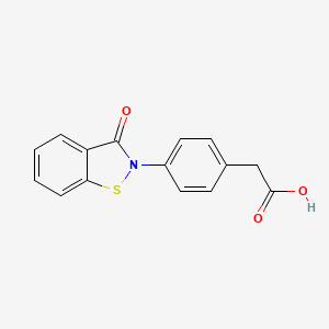 molecular formula C15H11NO3S B8452607 2-[4-(3-Oxo-1,2-benzothiazol-2-yl)phenyl]acetic acid 