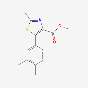molecular formula C14H15NO2S B8452628 2-Methyl-5-(3,4-dimethyl-phenyl)-thiazole-4-carboxylic acid methyl ester 