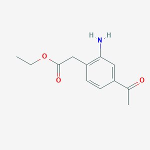 molecular formula C12H15NO3 B8452630 Ethyl (4-acetyl-2-aminophenyl)acetate 