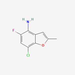 molecular formula C9H7ClFNO B8452658 7-Chloro-5-fluoro-2-methyl-1-benzofuran-4-amine 