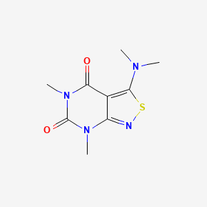 molecular formula C9H12N4O2S B8453011 3-dimethylamino-5,7-dimethyl-isothiazolo(3,4-d)pyrimidine-4,6(5H, 7H)-dione 
