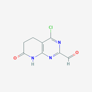 molecular formula C8H6ClN3O2 B8453146 4-Chloro-7-oxo-5,6,7,8-tetrahydropyrido[2,3-d]pyrimidine-2-carbaldehyde 
