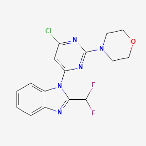 molecular formula C16H14ClF2N5O B8453430 1-[6-chloro-2-(morpholin-4-yl)pyrimidin-4-yl]-2-(difluoromethyl)-1H-benzimidazole 