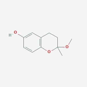 molecular formula C11H14O3 B8453541 (+/-)-6-Hydroxy-2-methoxy-2-methylchroman 