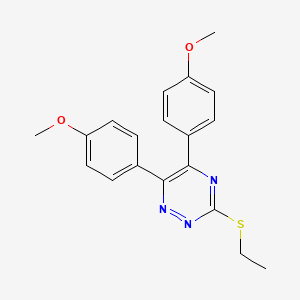 molecular formula C19H19N3O2S B8453667 3-(Ethylsulfanyl)-5,6-bis(4-methoxyphenyl)-1,2,4-triazine CAS No. 63119-29-9