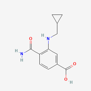 molecular formula C12H14N2O3 B8453748 4-(Aminocarbonyl)-3-[(cyclopropylmethyl)amino]-benzoic acid 