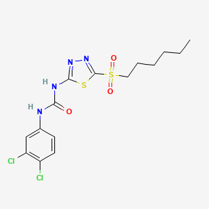 molecular formula C15H18Cl2N4O3S2 B8453780 N-(3,4-Dichlorophenyl)-N'-[5-(hexane-1-sulfonyl)-1,3,4-thiadiazol-2-yl]urea CAS No. 61516-62-9