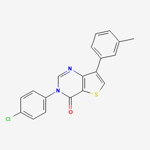 molecular formula C19H13ClN2OS B8453842 3-(4-Chlorophenyl)-7-(m-tolyl)thieno[3,2-d]pyrimidin-4(3H)-one 