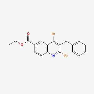 molecular formula C19H15Br2NO2 B8453874 Ethyl 3-benzyl-2,4-dibromoquinoline-6-carboxylate 