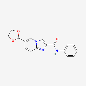 molecular formula C17H15N3O3 B8453914 6-(1,3-dioxolan-2-yl)-N-phenylimidazo[1,2-a]pyridine-2-carboxamide 