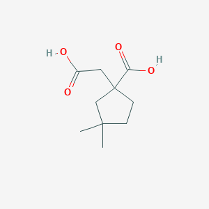 molecular formula C10H16O4 B8454085 1-(Carboxymethyl)-3,3-dimethylcyclopentanecarboxylic acid 