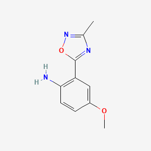 molecular formula C10H11N3O2 B8454159 4-Methoxy-2-(3-methyl-1,2,4-oxadiazol-5-yl)benzenamine 