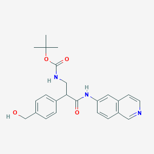 molecular formula C24H27N3O4 B8454175 Tert-butyl 2-(4-(hydroxymethyl)phenyl)-3-(isoquinolin-6-ylamino)-3-oxopropylcarbamate 