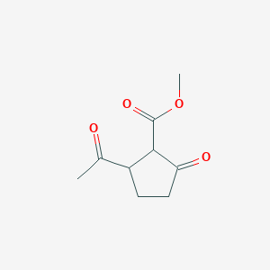 molecular formula C9H12O4 B8454209 Methyl 2-acetyl-5-oxocyclopentane-1-carboxylate CAS No. 86296-18-6