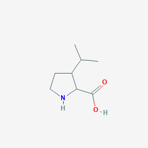 molecular formula C8H15NO2 B8454219 3-Isopropylpyrrolidine-2-carboxylic acid 