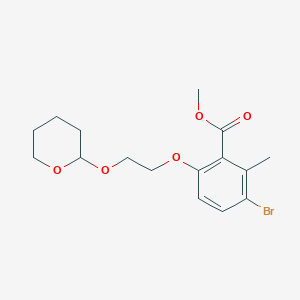 molecular formula C16H21BrO5 B8454233 methyl 3-bromo-2-methyl-6-[2-(tetrahydro-2H-pyran-2-yloxy)ethoxy]benzoate 