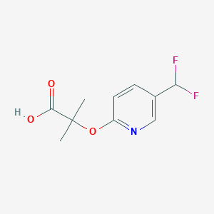 molecular formula C10H11F2NO3 B8454236 2-Methyl-2-(5-difluoromethyl-2-pyridyloxy)propionic Acid 