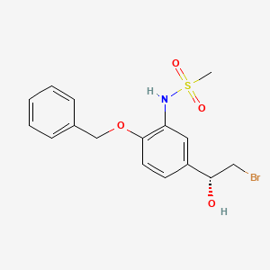 molecular formula C16H18BrNO4S B8454258 (R)-2-Bromo-1-[4-phenylmethoxy-3-[(methylsulfonyl)amino]phenyl]ethanol 