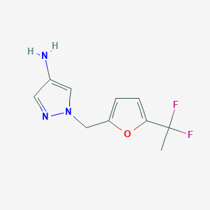 molecular formula C10H11F2N3O B8454328 1-[5-(1,1-Difluoro-ethyl)-furan-2-ylmethyl]-1H-pyrazol-4-ylamine 